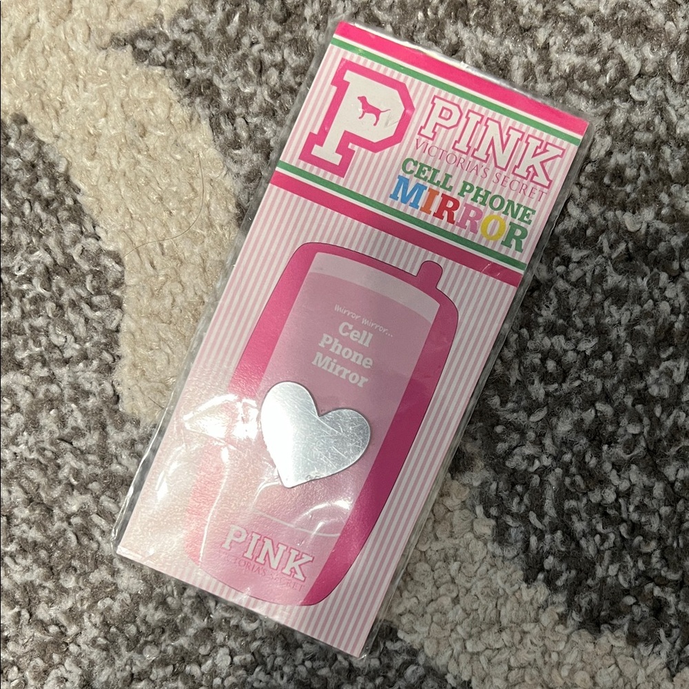 Victoria’s Secret PINK vintage cell phone mirror, heart shaped, NEW! Y2K!